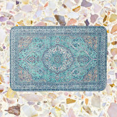 ヴィンテージブルーラグ模様風呂敷マット バスマット