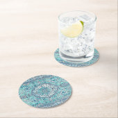 ヴィンテージブルーラグ ラウンドペーパーコースター (インサイチュ)