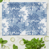 ヴィンテージブルーランドスケープ枠(UrnsおよびColumnsを含む) キッチンタオル (折り畳み)