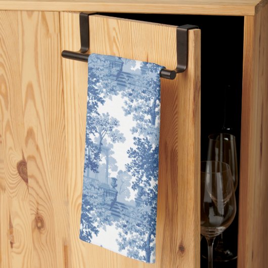 ヴィンテージブルーランドスケープ枠(UrnsおよびColumnsを含む) キッチンタオル (三つ折り)