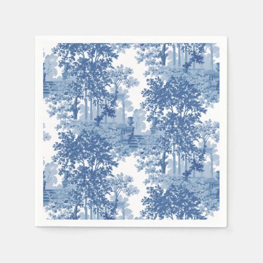 ヴィンテージブルーランドスケープ枠（UrnsおよびColumnsを含む） スタンダードカクテルナプキン (正面)