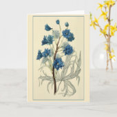 ヴィンテージブルーラークスパーフラワー カード (黄色い花)
