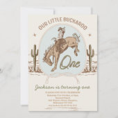 ヴィンテージブルーリトルバッカルーウェスタン1歳 招待状 (正面)