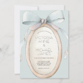 ヴィンテージブルーリボン結婚式招待状 招待状 (正面)