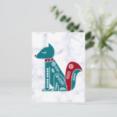 ヴィンテージブルーレッドスカンジナビアリス ポストカード (スタンド正面)