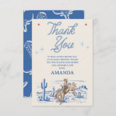 ヴィンテージブルーレッドロデオカウボーイベビーシャワー サンキューカード (正面/裏面)