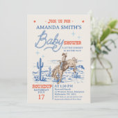 ヴィンテージブルーレッドロデオカウボーイベビーシャワー 招待状 (スタンド正面)