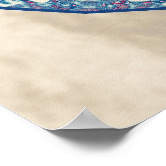 ヴィンテージブルーレッド抽象芸術マンダラアートデザイン ポスター (角)