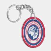 ヴィンテージブルーレッド白諺オークアコーンインクアート キーホルダー (正面左)