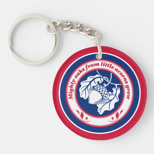 ヴィンテージブルーレッド白諺オークアコーンインクアート キーホルダー (正面)