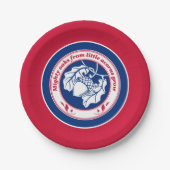 ヴィンテージブルーレッド白諺オークアコーンインクアート ペーパープレート (正面)