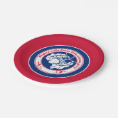 ヴィンテージブルーレッド白諺オークアコーンインクアート ペーパープレート (アングル)