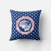 ヴィンテージブルーレッド諺オークアコーンインクアート クッション (裏面)