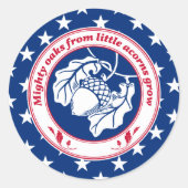 ヴィンテージブルーレッド諺オークアコーンインクアート ラウンドシール (正面)