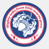 ヴィンテージブルーレッド諺オークアコーンインクアート ラウンドシール (正面)