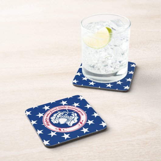 ヴィンテージブルーレッド諺オークアコーン植物 コースター (右側)