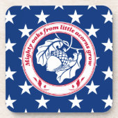 ヴィンテージブルーレッド諺オークアコーン植物 コースター (正面)