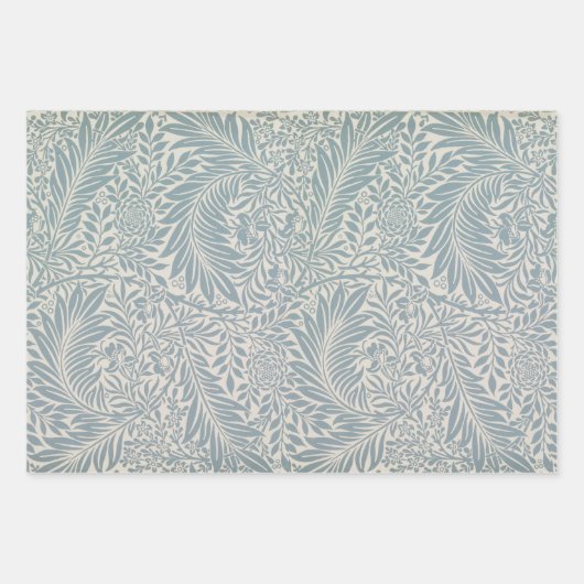 ヴィンテージブルーレッド離れズウィリアム・モリス・ラークスパー ラッピングペーパーシート (正面)