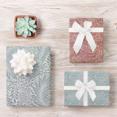 ヴィンテージブルーレッド離れズウィリアム・モリス・ラークスパー ラッピングペーパーシート