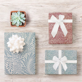 ヴィンテージブルーレッド離れズウィリアム・モリス・ラークスパー ラッピングペーパーシート