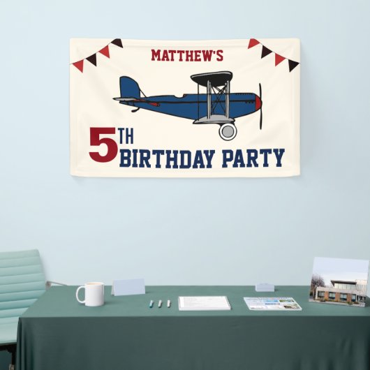 ヴィンテージブルーレトロ機誕生日パーティー 横断幕 (トレードショー)