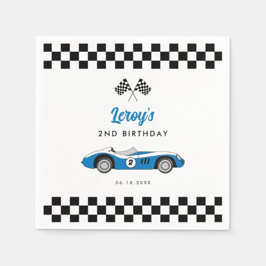 ヴィンテージブルーレースカーボーイ2nd誕生日パーティー スタンダードカクテルナプキン (正面)