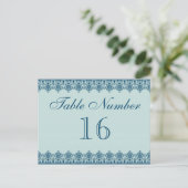 ヴィンテージブルーレーステーブルナンバーカード ポストカード (スタンド正面)