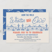 ヴィンテージブルーロデオウウェスティンワンホテル誕生日 招待状 (正面/裏面)