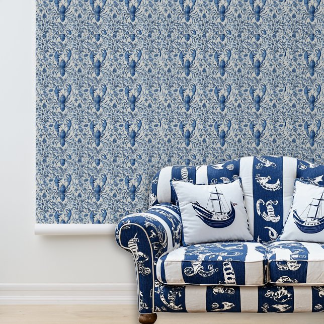 ヴィンテージブルーロブスター水彩 壁紙 (クリエイターアップロード済み)