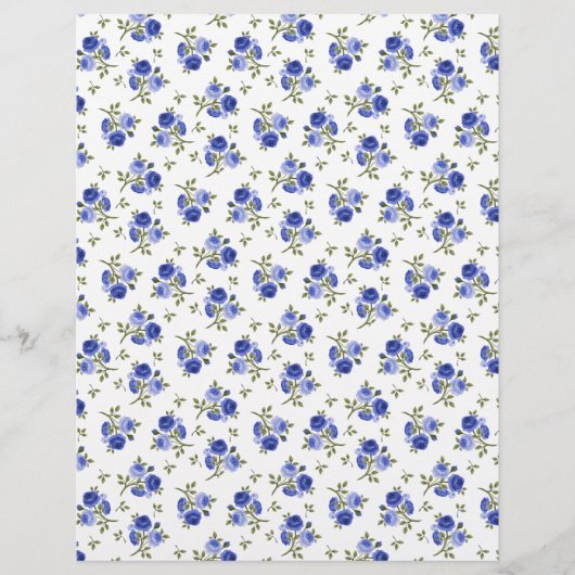 ヴィンテージブルーローズブドアーツ&クラフトスクラップブック紙 (正面)