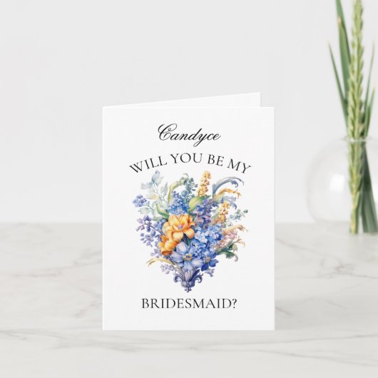 ヴィンテージブルーワイルドフラワーの花嫁提案 招待状 (正面)