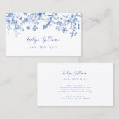 ヴィンテージブルーワイルドフラワーズビジネスカード 名刺 (正面/裏面)