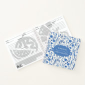 ヴィンテージブルーワイルドフラワーパーソナライズされたレシピ ノートブック (内部)