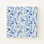 ヴィンテージブルーワイルドフラワーパーソナライズされたレシピ ノートブック (裏面)