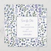 ヴィンテージブルーワイルドフラワー日付の保存 (正面/裏面)