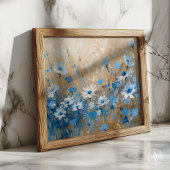 ヴィンテージブルーワイルドフラワー絵を描フィールド植物学 ポスター