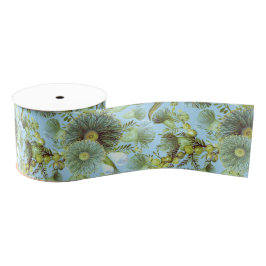 ヴィンテージブルーワトルとユーカリ グログランリボン