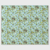 ヴィンテージブルーワトルとユーカリ ラッピングペーパー (フラット)