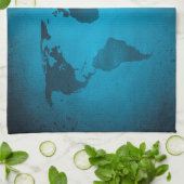 ヴィンテージブルーワールドマップ キッチンタオル (折り畳み)