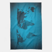ヴィンテージブルーワールドマップ キッチンタオル (縦)
