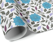 ヴィンテージブルー中国ポピーズフローラルパターン ラッピングペーパー (ロールコーナー)