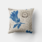 ヴィンテージブルー及びアイボリーフローラルパターン |枕 クッション (裏面)