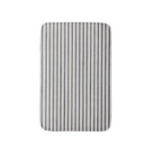 ヴィンテージブルー及びオフ白引きストライプ付け浴用マット バスマット (正面縦)