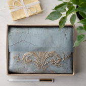 ヴィンテージブルー古い色彩の鮮やか壁の白い英語のバラ 薄葉紙 (ギフト)