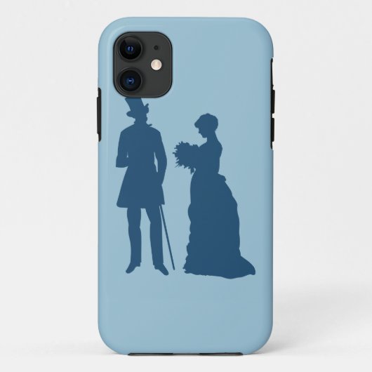 ヴィンテージブルー新郎新婦の電話ケース Case-Mate iPhoneケース (裏面)