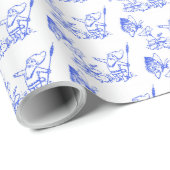 ヴィンテージブルー格言と蝶 ラッピングペーパー (ロールコーナー)