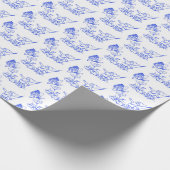 ヴィンテージブルー格言と蝶 ラッピングペーパー (角)