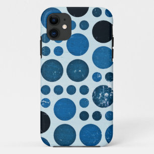 ヴィンテージブルー水玉模様シームレスグラフィック iPhone 11 ケース