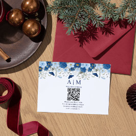 ヴィンテージブルー水色フローラ結婚 エンクロージャーカード