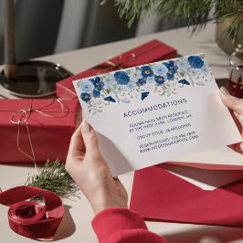 ヴィンテージブルー水色フローラ結婚 エンクロージャーカード